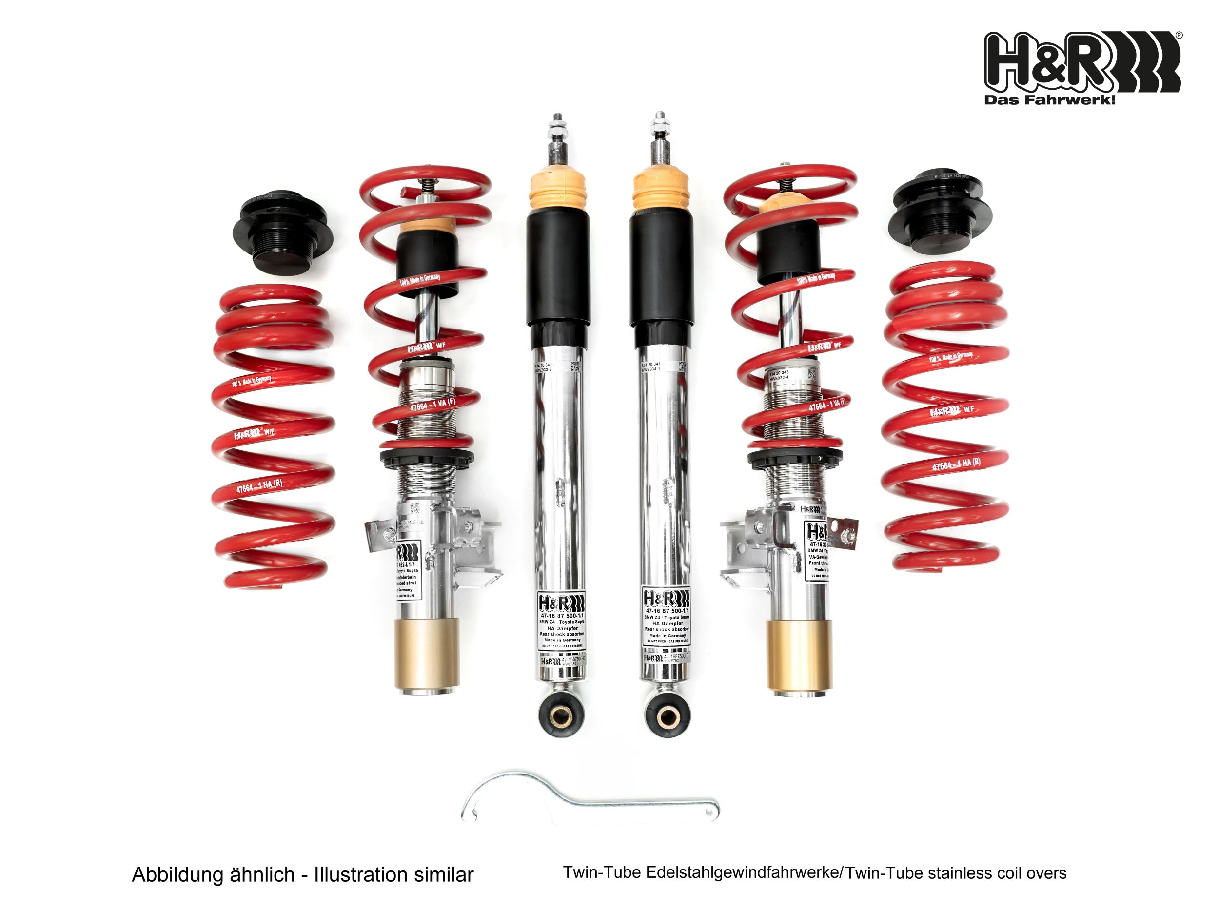 47638-5S H&R Twin Tube Stainless Coilovers - Front 45-65mm / Rear 40-60mm Lower - 55mm Strut Diameter