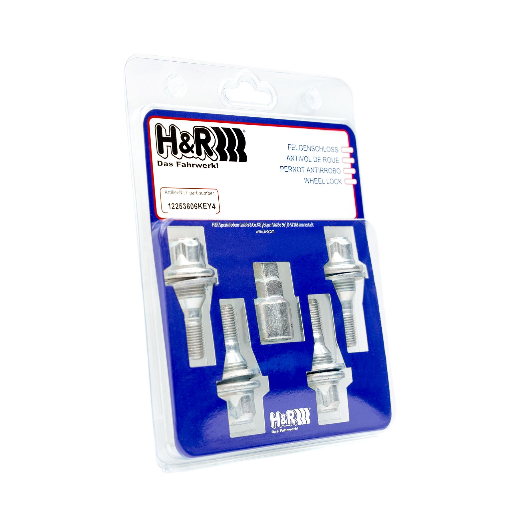 12253606KEY4 H&R Wheel-Lock set M12 flat seat (M12x1,25)